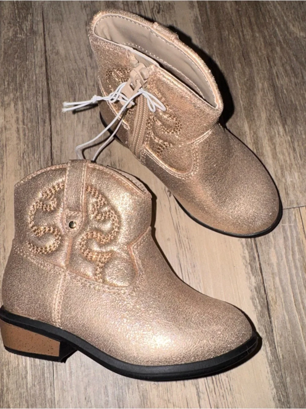 Cat & Jack Metallic Rose Gold Toddler Western Booties
